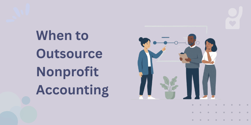 Side-by-side cost comparison dashboard for in-house nonprofit bookkeeper versus outsourced accounting firm services